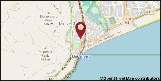 a map with a pin at -34.10665,18.46788
